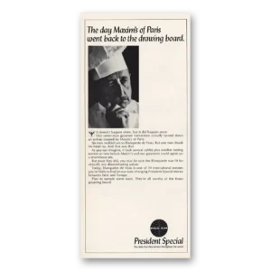 1966 Pan Am Print Ad | President Special Maxims Of  Paris