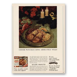 1966 Patio Frozen Food Print Ad | Cheese Enchilada Dinner