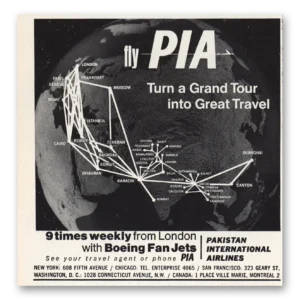 1966 Pakistan International Airlines Print Ad | Turn Grand Tour Into Great Travel