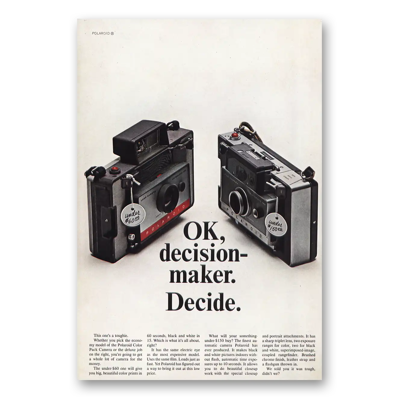 1966 Polaroid Color Pack Camera Print Ad | Ok Decision Maker
