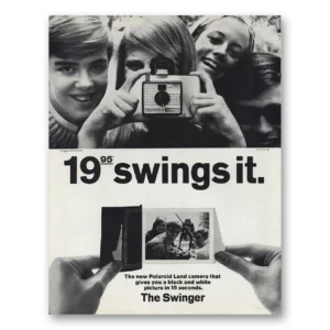 1966 Polaroid Swinger Camera Print Ad | Black White