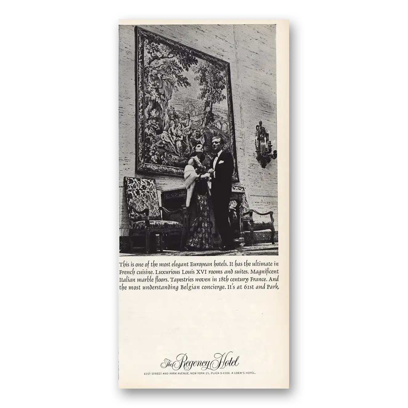 1966 Regency Hotel Print Ad | One Of Most Elegant European Hotels