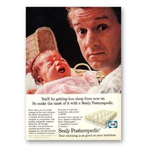 1966 Sealy Posturepedic Mattress Print Ad | Less Sleep