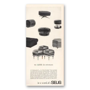 1966 Selig Print Ad | We Dabble In Ottomans