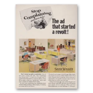 1966 Shaw Walker Office Furniture Print Ad | Stop Complaining