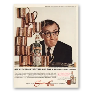 1966 Smirnoff Vodka Print Ad | Woody Allen