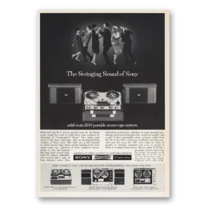 1966 Sony Portable Stereo Tape System Print Ad | Swinging Sound