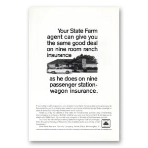 1966 State Farm Insurance Print Ad | Two Story Colonial