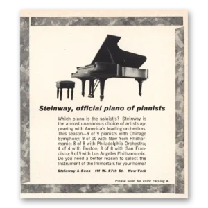 1966 Steinway Piano Print Ad | Official Piano Of Pianists
