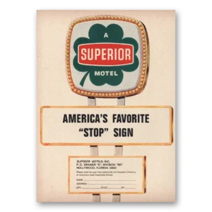 1966 Superior Motel Print Ad | Stop Sign