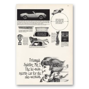 1966 Triumph Spitfire Print Ad | He Man Sports Car For She Woman