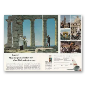 1966 TWA Airlines Print Ad | Temple Poseidon