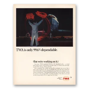1966 TWA Airlines Print Ad | Dependable