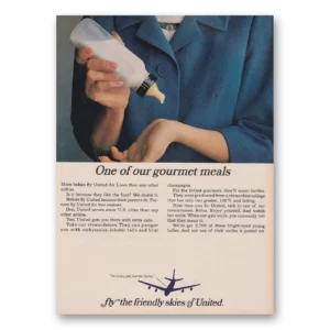 1966 United Airlines Print Ad | Gourmet Meals