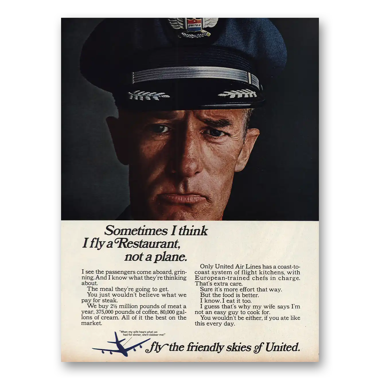 1966 United Airlines Print Ad | Fly Restaurant
