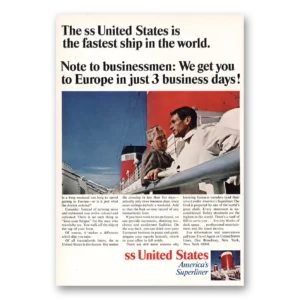 1966 United States Lines Print Ad | Fastest Ship In World