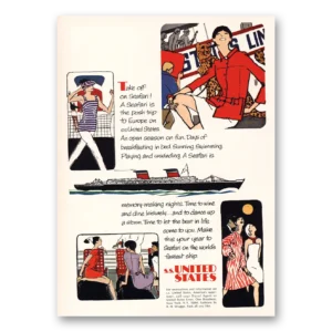 1966 United States Lines Print Ad | Take Off On Seafari