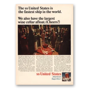 1966 United States Lines Print Ad | Wine Cellar