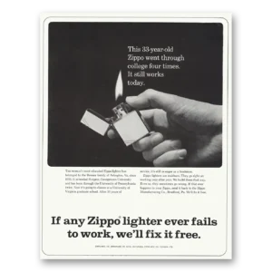 1966 Zippo Lighter Print Ad | College Times
