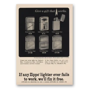 1966 Zippo Lighter Print Ad | Gift Works