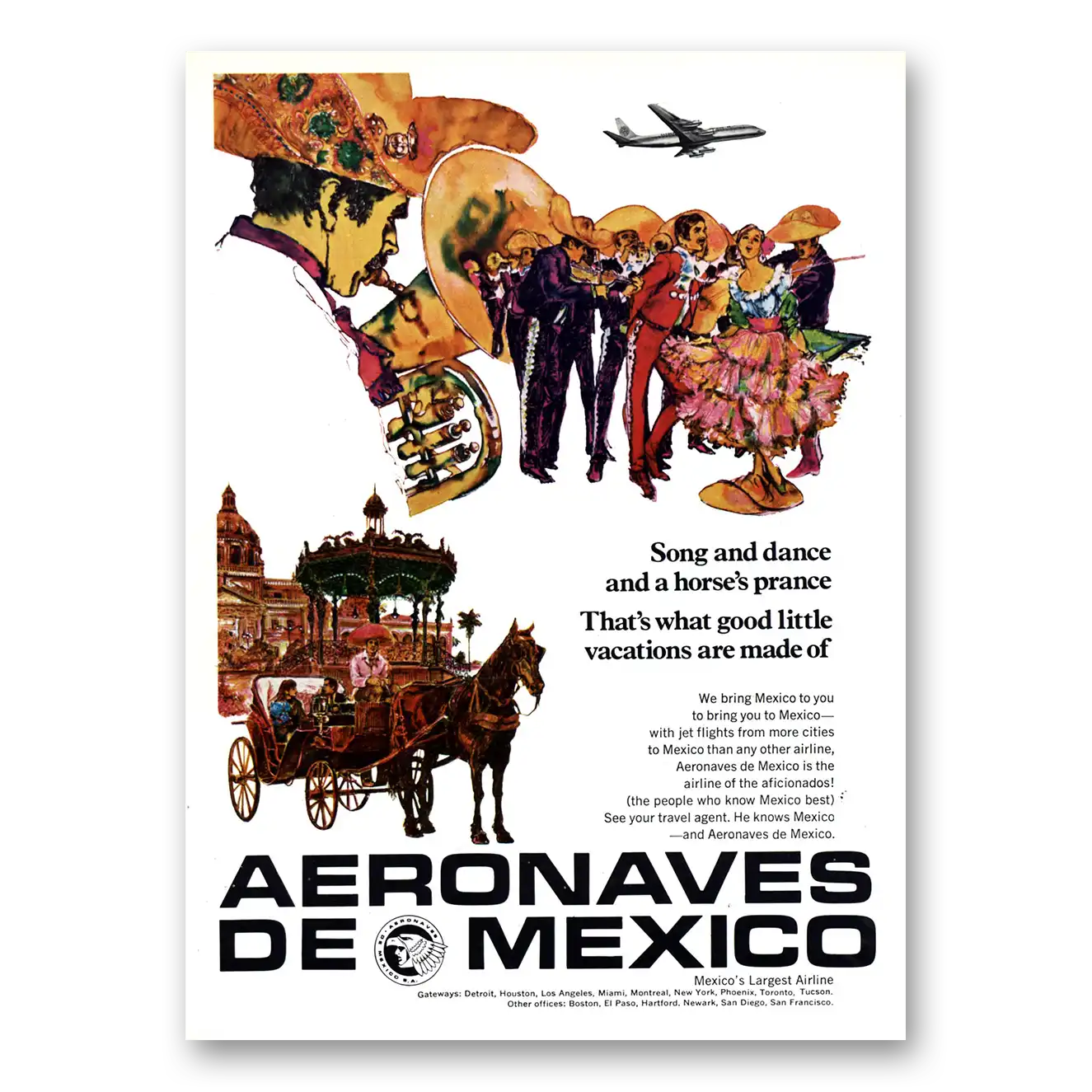 1967 Aeronaves De Mexico Print Ad | Song Dance