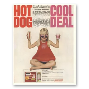 1967 Armour Franks Print Ad | Hot Dog