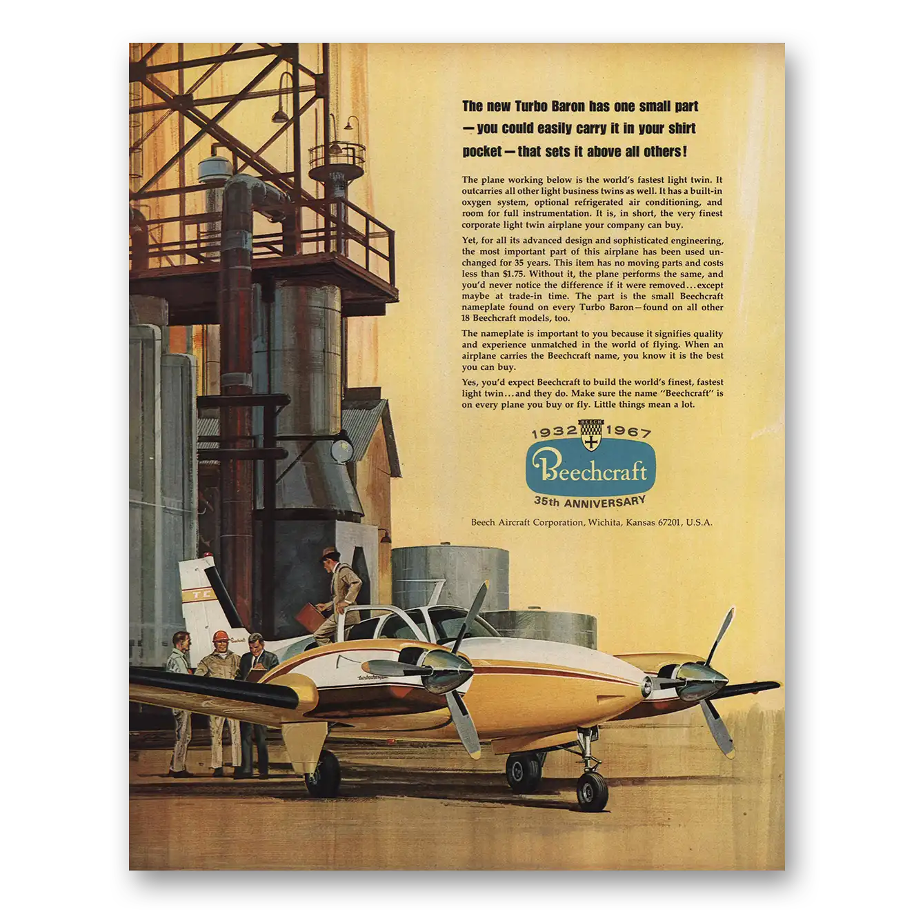 1967 Beechcraft Baron Print Ad | Turbo 35th Anniversary
