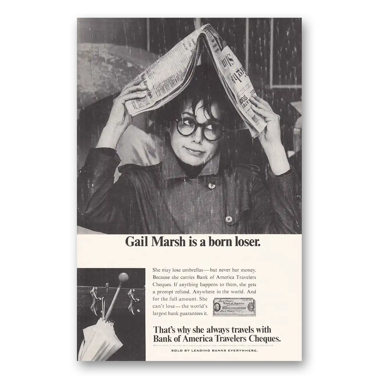 1967 Bank of America Travelers Cheques Print Ad | Gail Marsh