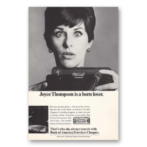 1967 Bank of America Travelers Cheques Print Ad | Joyce Thompson