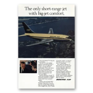 1967 Boeing Print Ad | Short Range Jet Big Jet Comfort