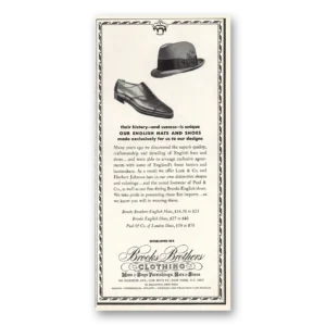1967 Brooks Brothers Print Ad | English Hats And Shoes