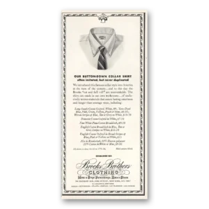 1967 Brooks Brothers Print Ad | Button Down Collar Shirt