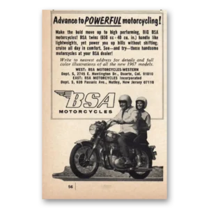 1967 BSA Motorcycles Print Ad | Powerful Motorcycling