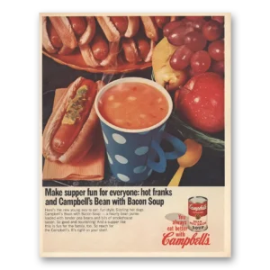 1967 Campbells Bean With Bacon Soup Print Ad | Supper Fun