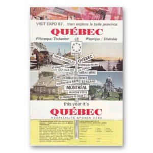 1967 Quebec Canada Print Ad | Visit Expo 67