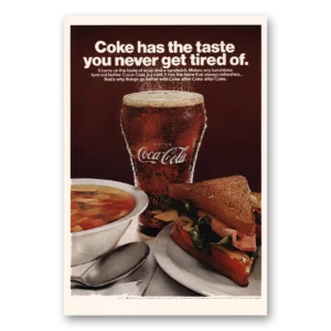 1967 Coca Cola Print Ad | Turns On Taste Of Soup And Sandwich