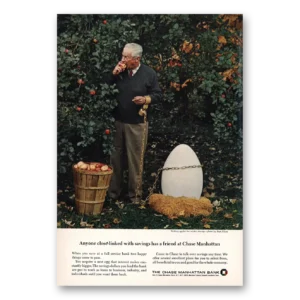 1967 Chase Manhattan Bank Print Ad | Picking Apples Winter Storage