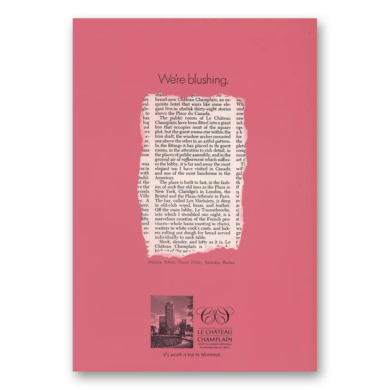 1967 Le Chateau Champlain Print Ad | We're Blushing