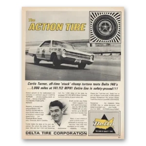 1967 Delta Tire Print Ad | Curtis Turner Stock Champ