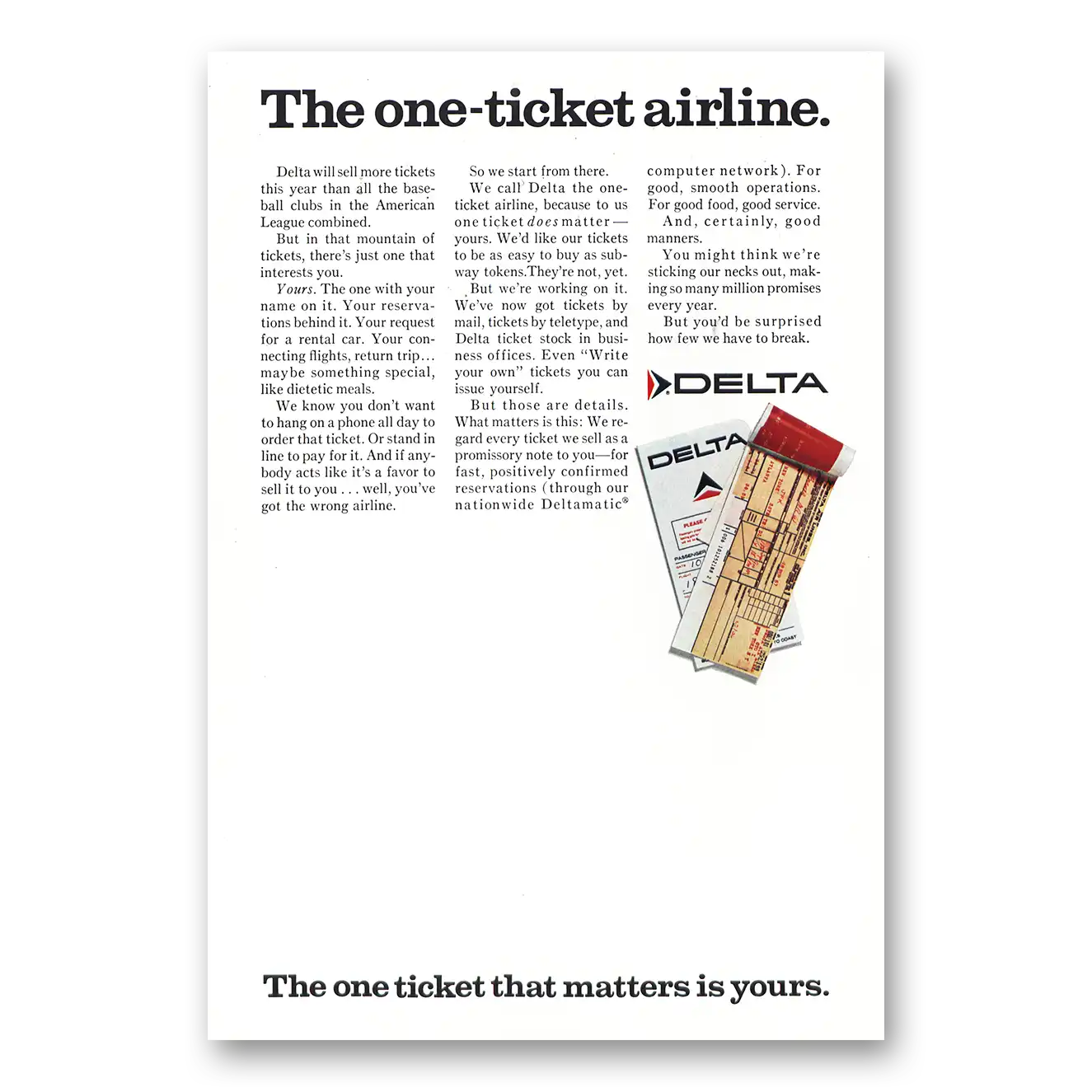 1967 Delta Air Lines Print Ad | One Ticket Airline