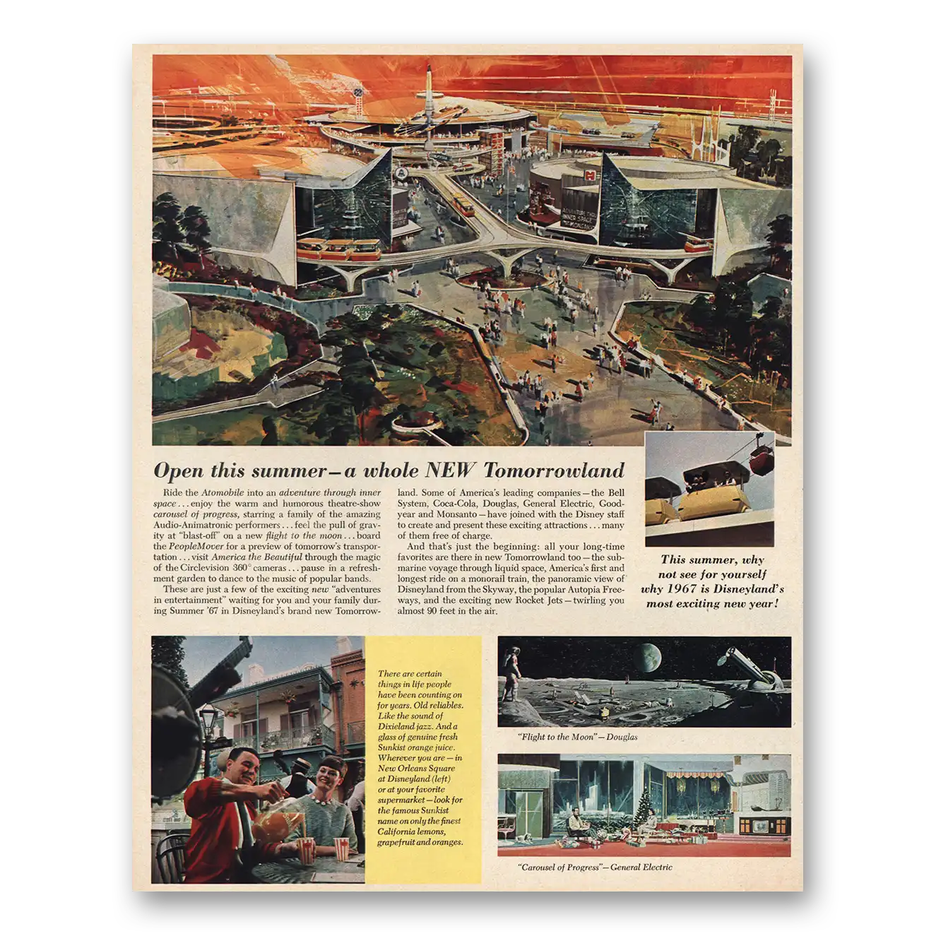 1967 Disneyland Print Ad | New Tomorrowland