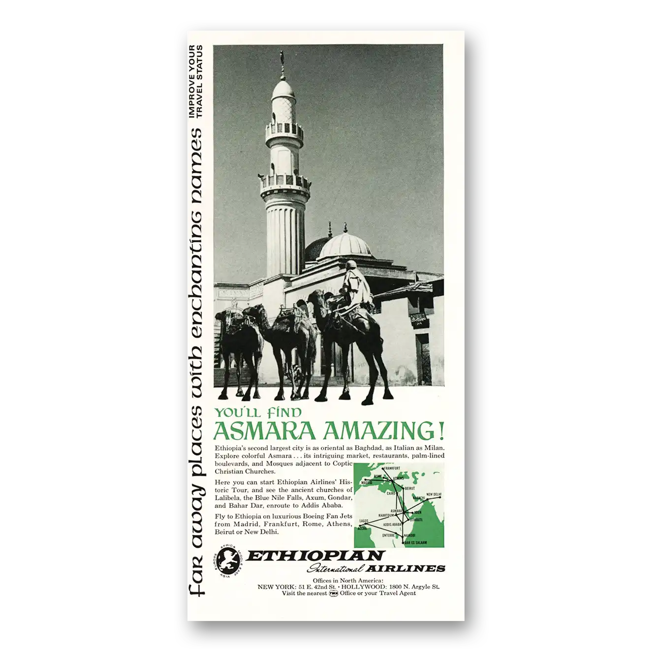 1967 Ethiopian Airlines Print Ad | Asmara Amazing