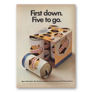 1967 Falstaff Beer Print Ad | First Down Five To Go