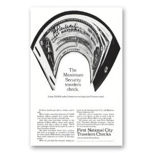 1967 First National City Bank Print Ad | Travelers Checks