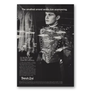 1967 French Line Print Ad | Smallest Errand Sends Him Scampering
