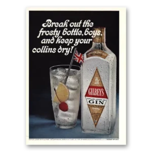 1967 Gilbeys Gin Print Ad | Frosty Bottle