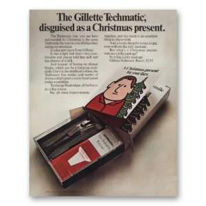 1967 Gillette Techmatic Razor Print Ad | Christmas Present