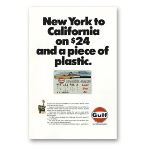 1967 Gulf Oil Print Ad | Travel Card New York To California