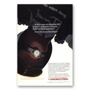 1967 Hamilton Watch Print Ad | Skydiver Free Falls