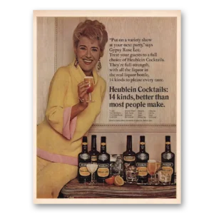 1967 Heublein Cocktails Print Ad | Gypsy Rose Lee